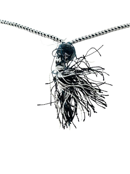 Slide Adjustable Overhead Silvertone Necklace Intricate Beading