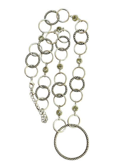 Silvertone Open Circle Necklace Twisted Design 17-19 Inch