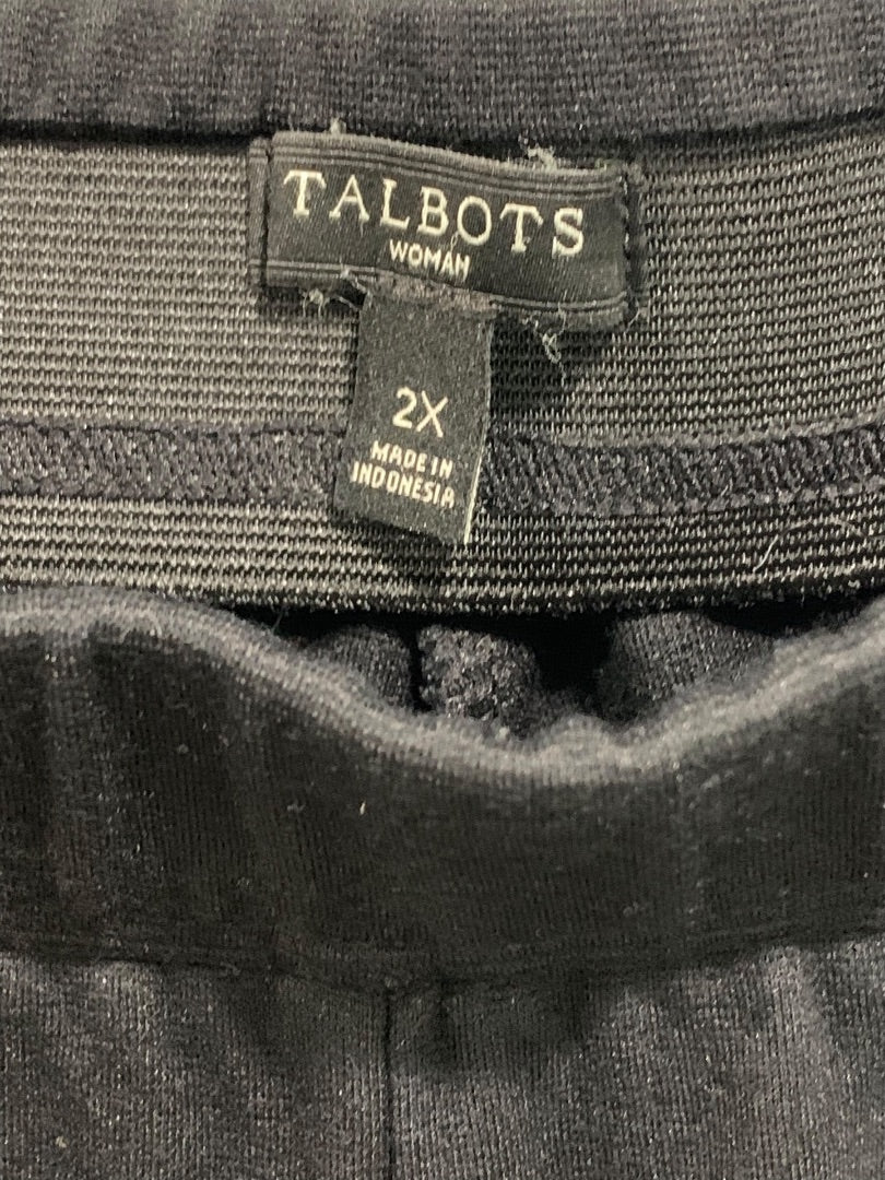 2X Talbots Woman Black Ponte Knit Pants Zipper Ankle Leggings