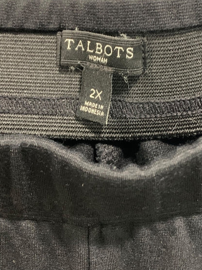 2X Talbots Woman Black Ponte Knit Pants Zipper Ankle Leggings