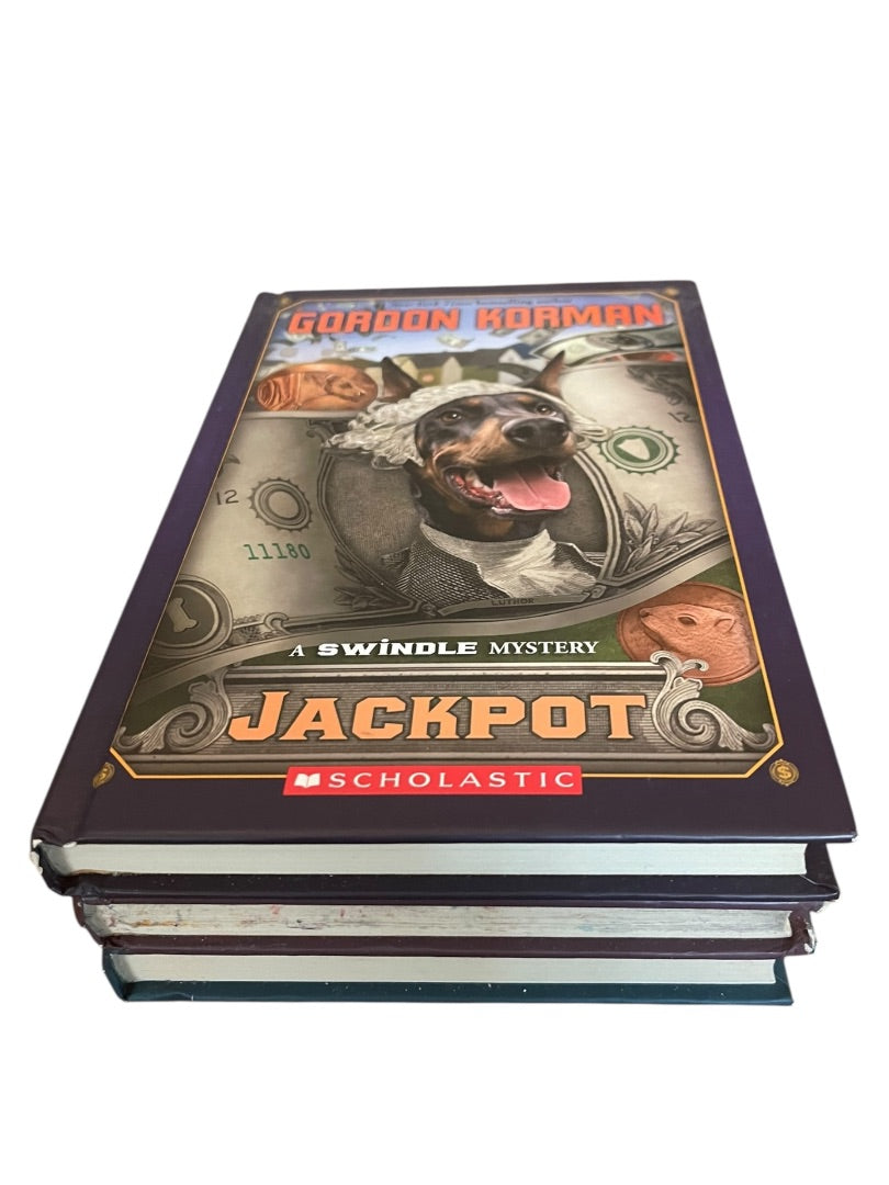 Lot of 3 Gordon Korman Showoff Jackpot Zoobreak Scholastic Hardback