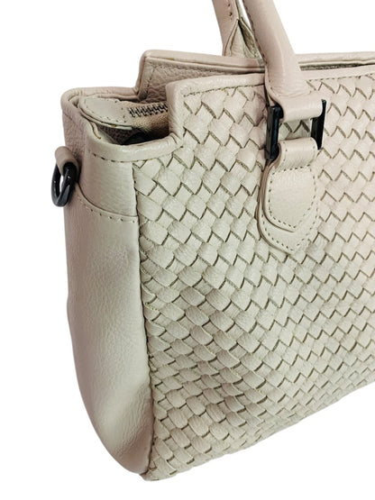 Waterlily Woven Leather Tote Bag Cream Satchel Purse Crossbody Strap Los Angeles
