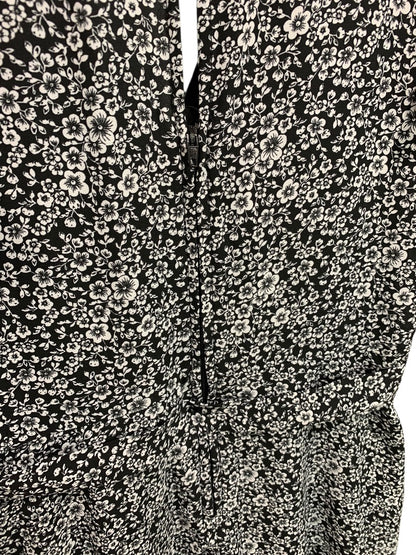 Small Altar'd State Black White Floral Dress Faux Wrap Short Sleeve