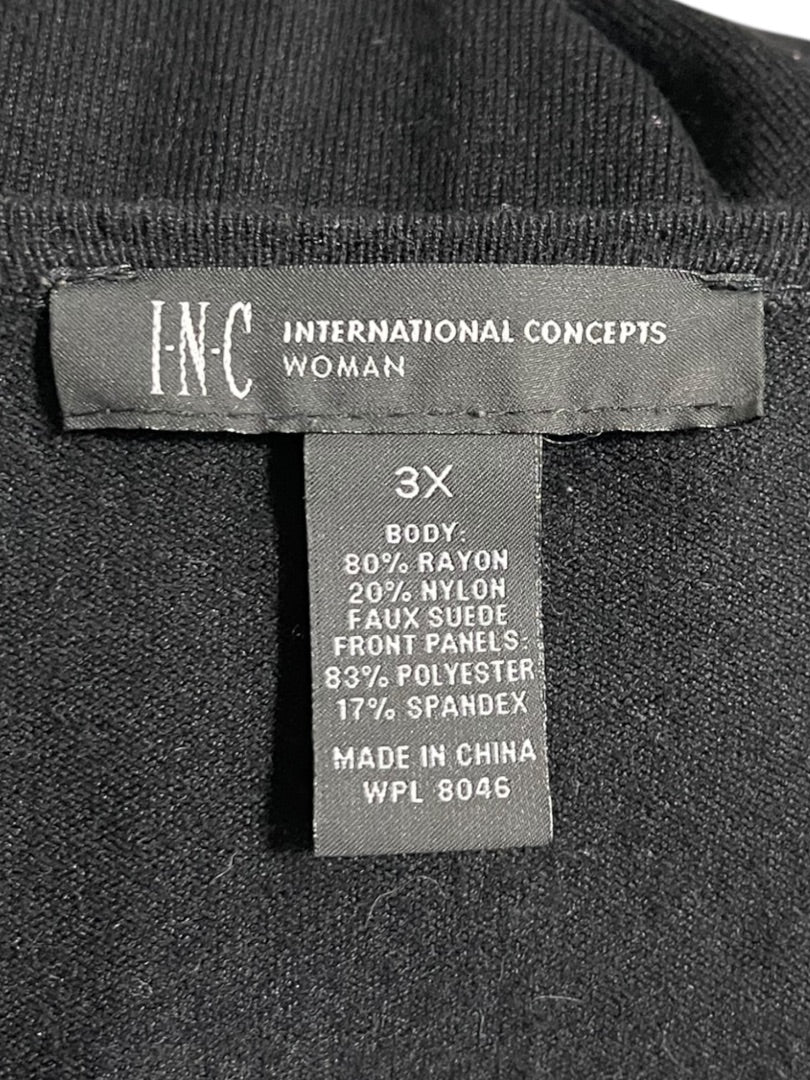3X INC International Concepts Womens Open Cardigan Black