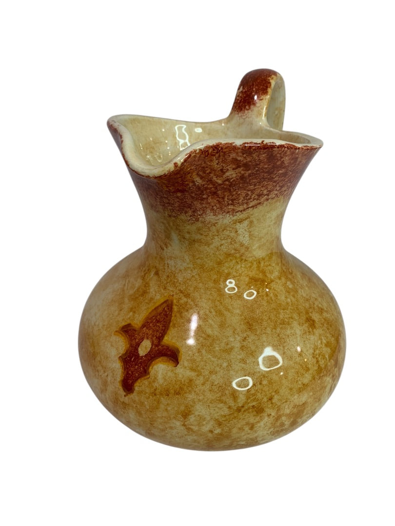 Rale Italian Pottery Pitcher Yellow Gold Rust 8 Inch
