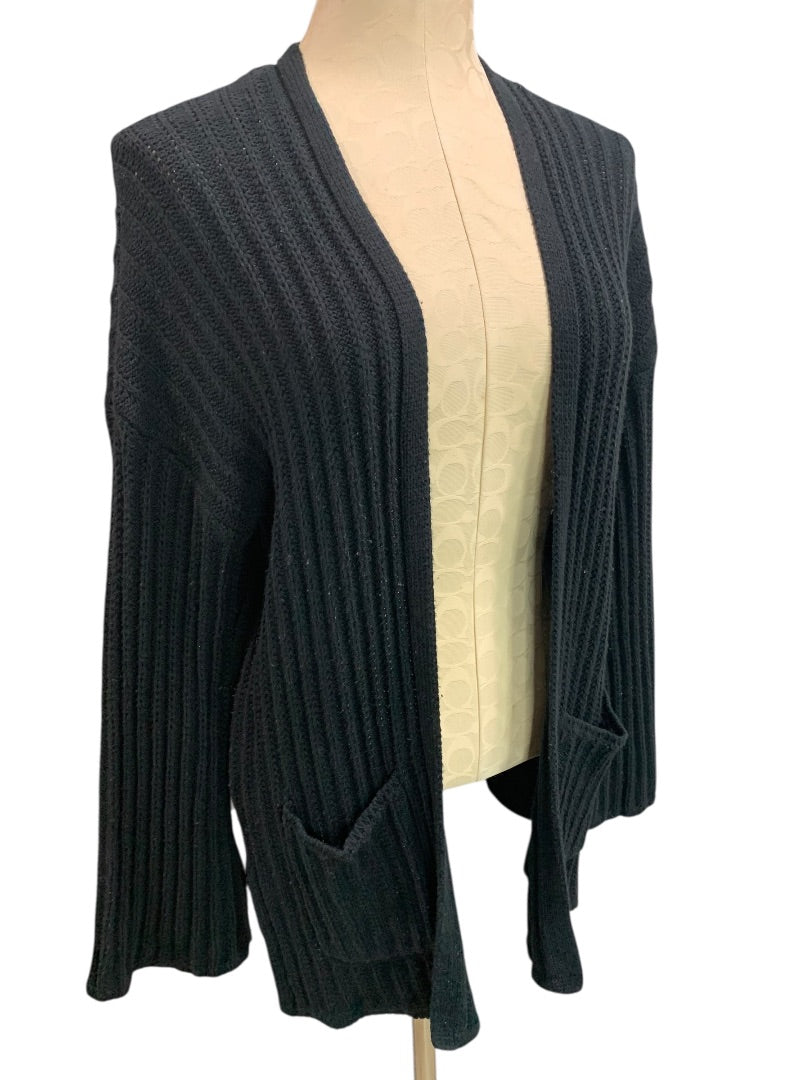 XS American Eagle Womens Black Ribbed Open Cardigan Sweater