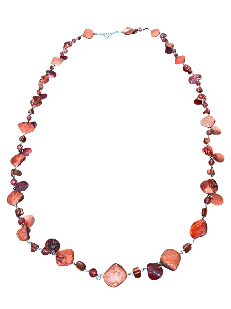 Lane Bryant Adjustable Orange Plastic Beaded Silvertone Necklace 45 Inch