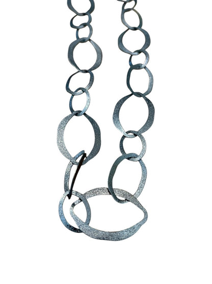 Large Oval Interlinked Chain Necklace Gun Metal 34 Inch Hook Closure