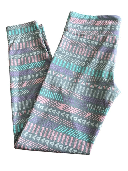Large 14/16 Eddie Bauer Patterned Girls Stretch Pants Gray Blue Pink