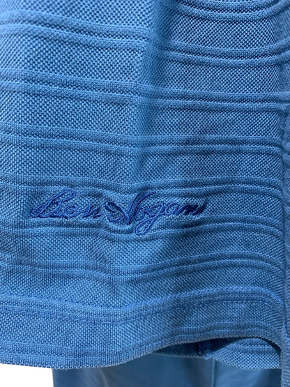 XL Ben Hogan Mens Golf Polo Shirt Blue Texture Stripe Short Sleeve