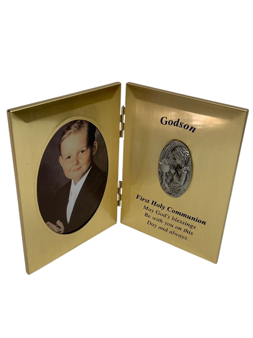 Godson Picture Frame First Holy Communion Tabletop Brass 5" x 7"