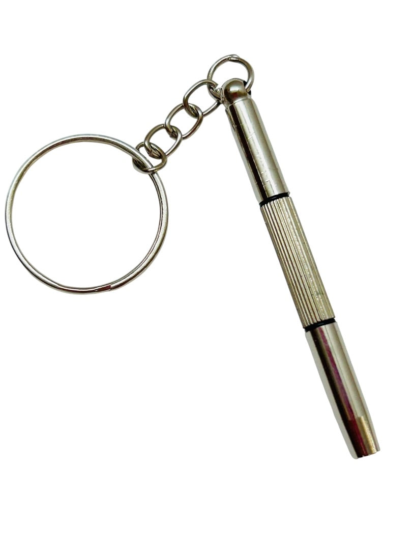 Small Tiny Screwdrivers Silvertone Keychain 4" Keyring