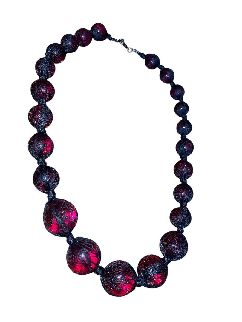 Express Black Netted Graduated Purple Sphere 28 Inch Necklace