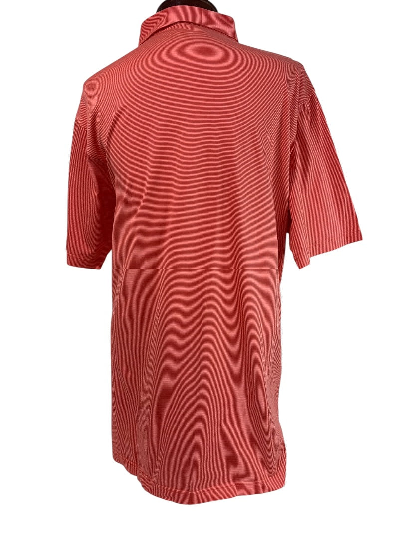 XL Peter Millar Mens Coral Stripe Golf Polo Shirt Short Sleeve