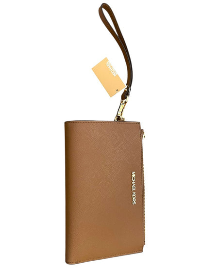 Michael Kors Jet Set Travel Double Zip Wristlet Wallet Brown New Luggage