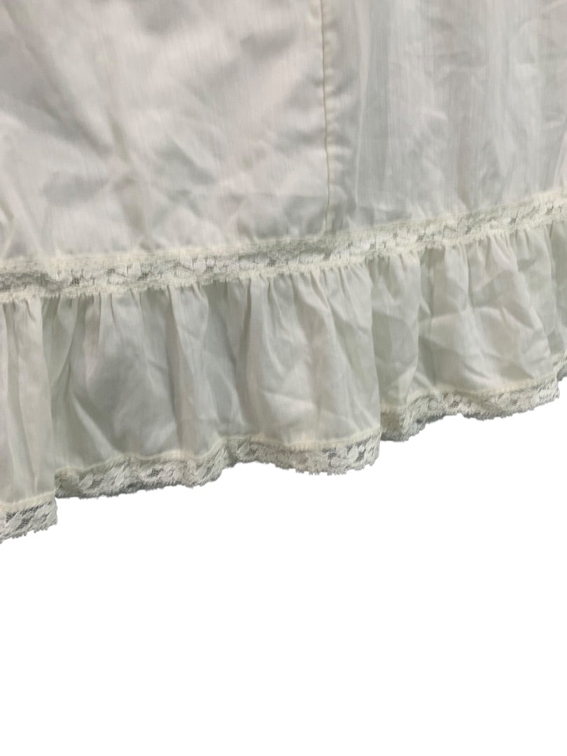 Large Vintage White Nightgown Slip Ruffle Lace Adjustable Strap