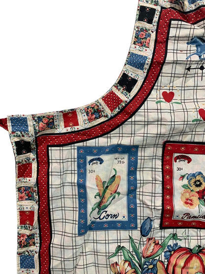 Vintage Bib Apron Garden Theme Pocket Faced Sewing Theme