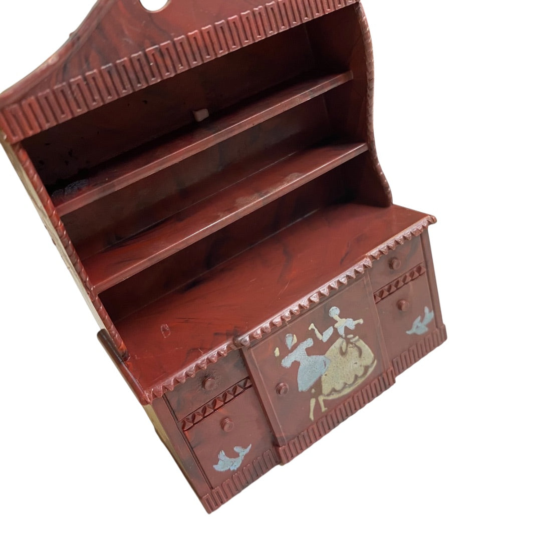 1950s Renewal Dollhouse Miniature Hutch Stenciled 1:12 Scale Plastic