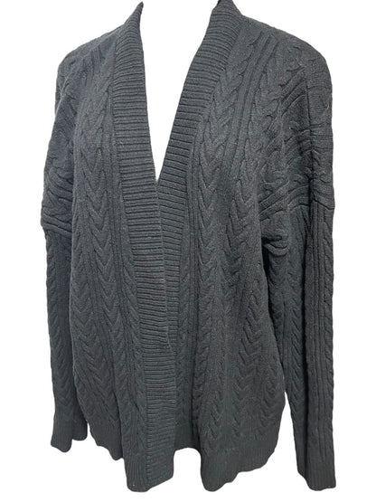 XL Cyrus Cable Knit Open Cardigan Sweater Black Womens