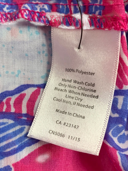 XL Talbots Womens Bathing Cover Up Roll Tab Sleeves Shell Print