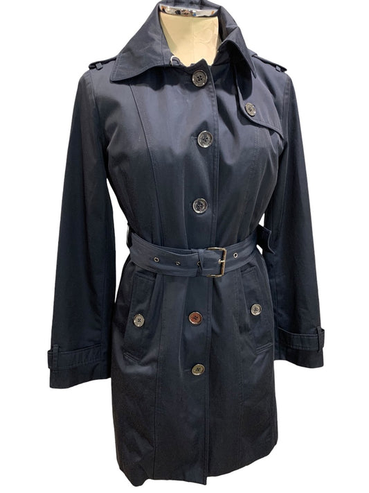 XS Michael Kors Womens Navy Blue Trench Coat with Removable Lining