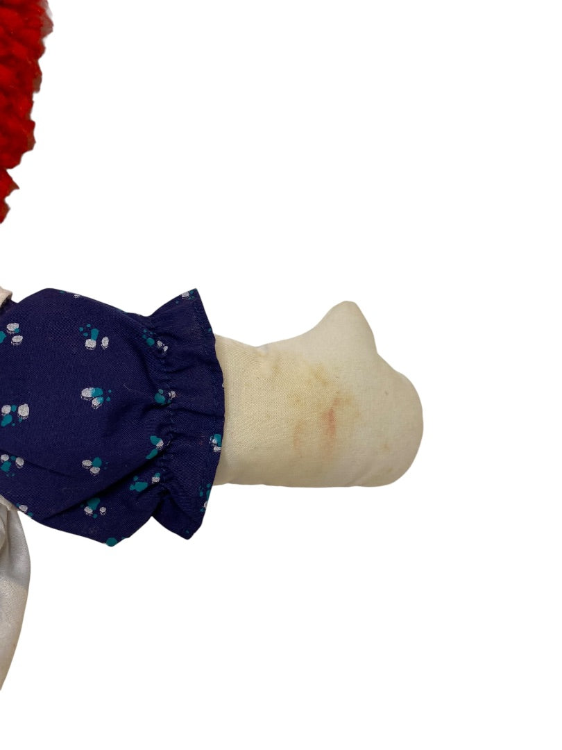 Vintage Raggedy Ann Rag Doll 17 Inch Staining Button Eyes