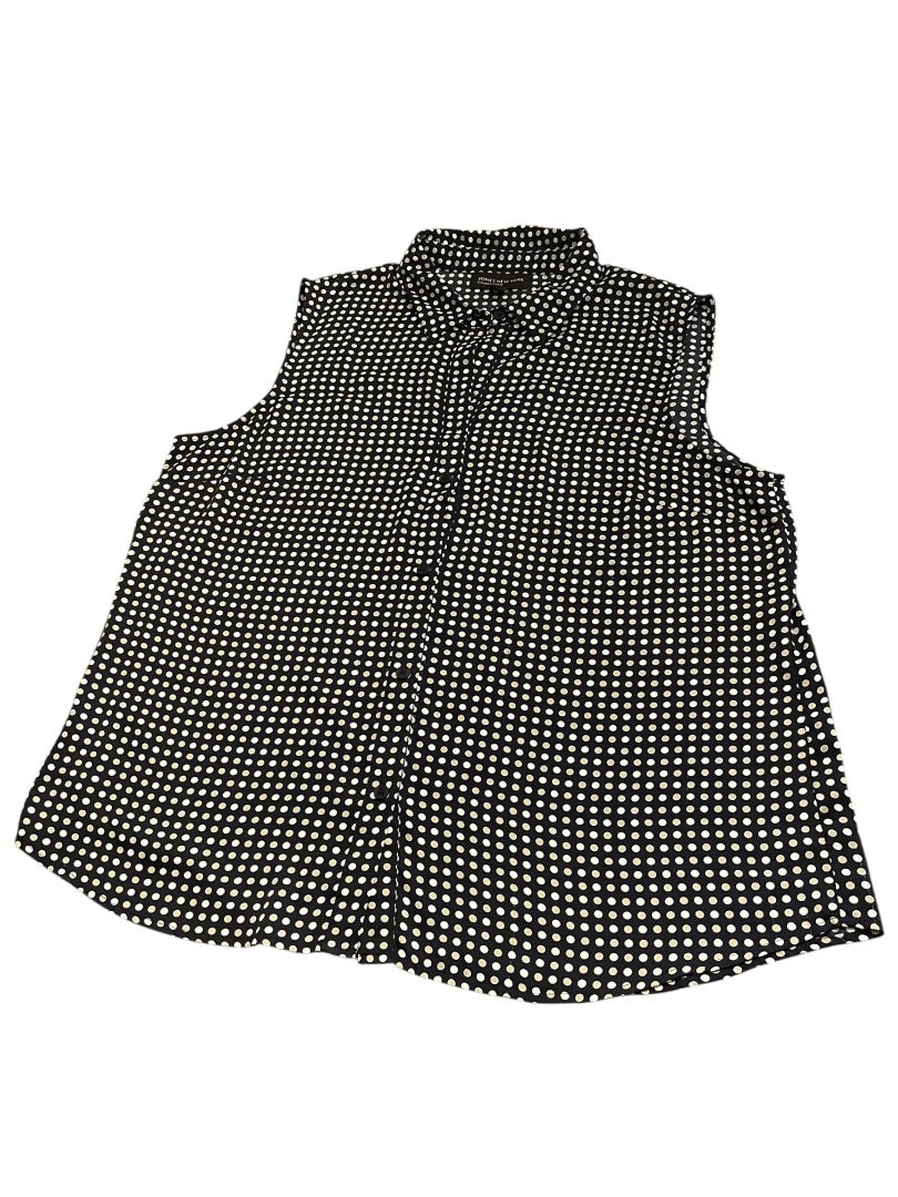 Size 16 Jones New York Womens Button Up Polka Dot Sleeveless Blouse Shirt