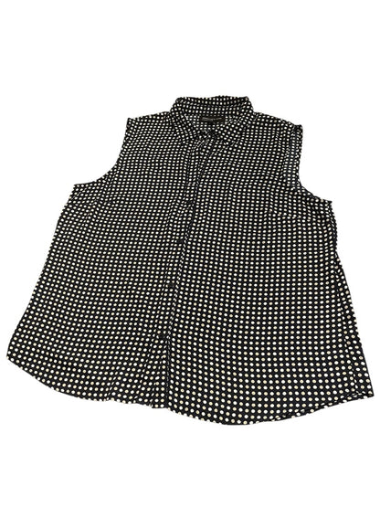 Size 16 Jones New York Womens Button Up Polka Dot Sleeveless Blouse Shirt