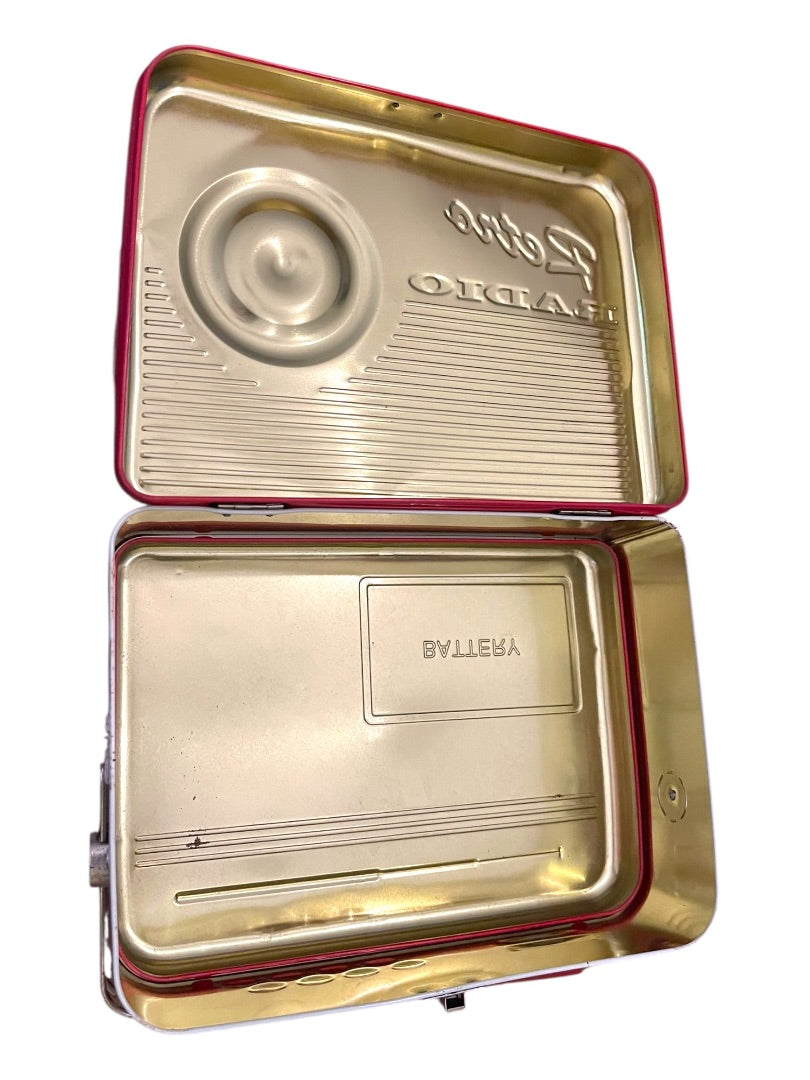 Retro Radio Tin Metal Lunch Box Novelty Silver Crane Co