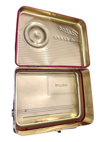 Retro Radio Tin Metal Lunch Box Novelty Silver Crane Co