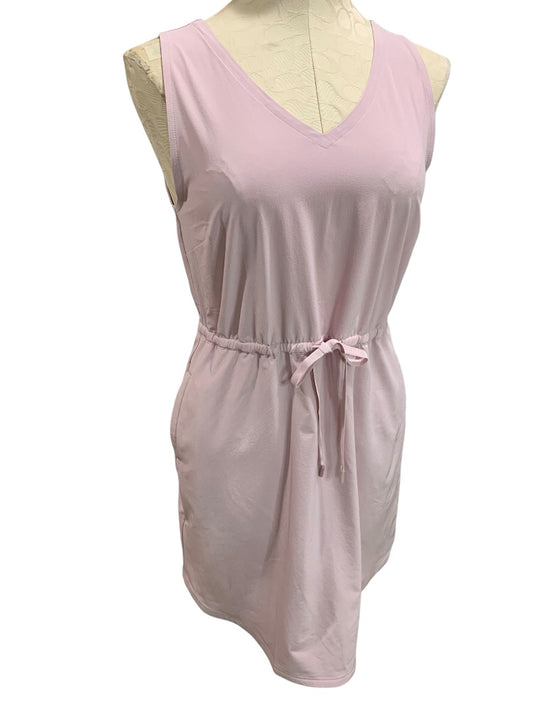 Small Petite Eddie Bauer Womens Pink Dress Elastic Drawstring Waist Pockets