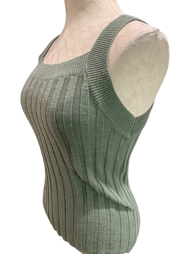 XS Loft Womens Sage Green Sweater Ribbed Sleeveless