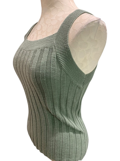 XS Loft Womens Sage Green Sweater Ribbed Sleeveless