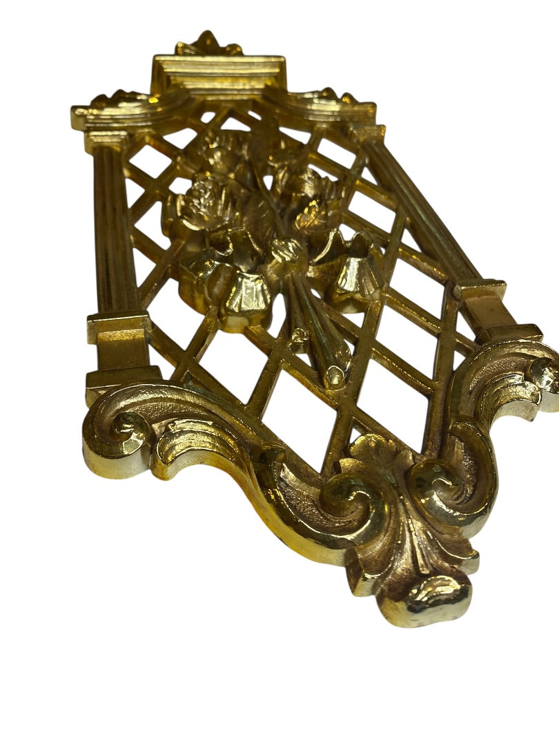 Dart Industries 1960s Gold Plastic Wall Decor 14" x 6" Hollywood Regency