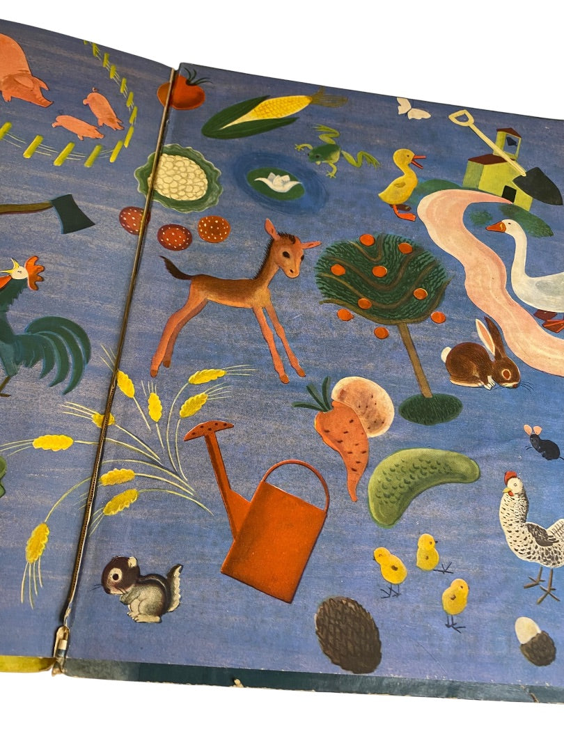 Vintage Scrap Junk Journal Ephemera Book Farm Stories Giant Golden Book