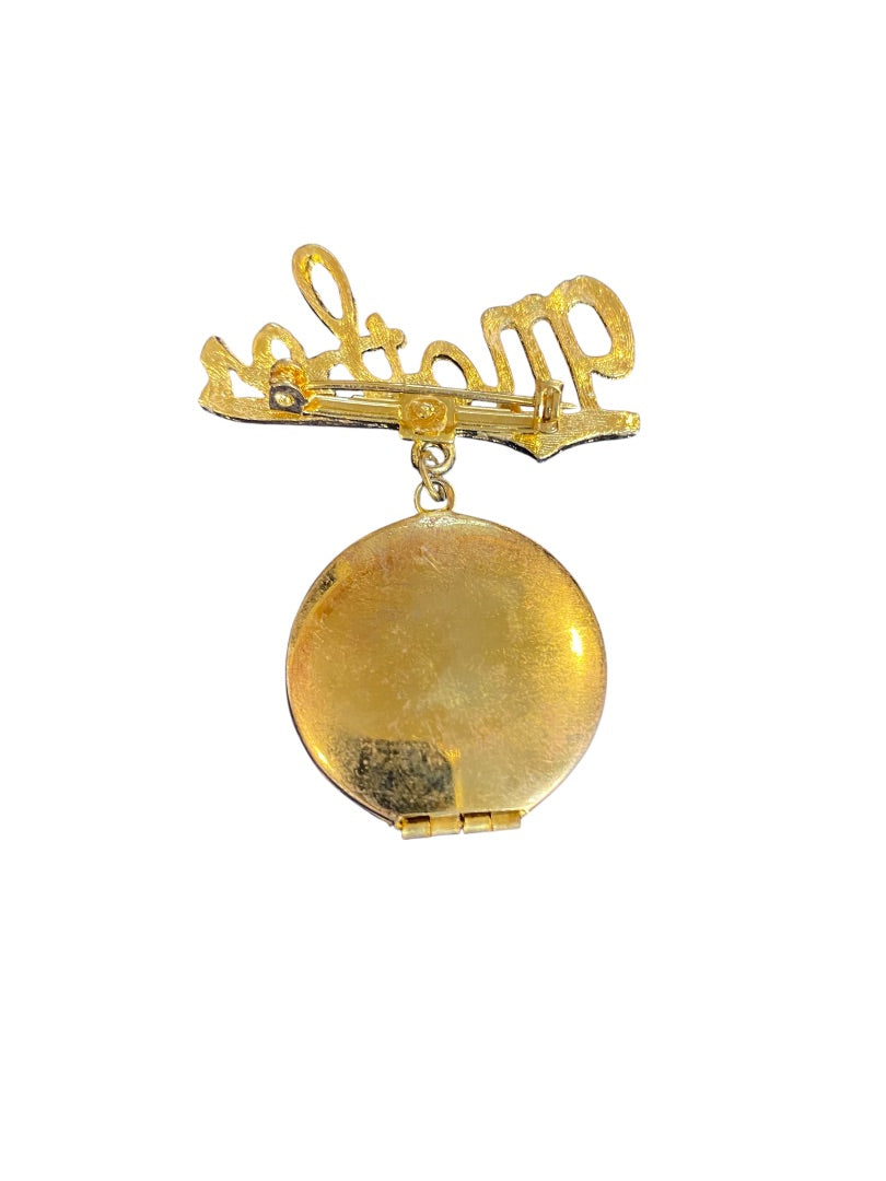Vintage Goldtone Locket Brooch Pin Mother Washington DC