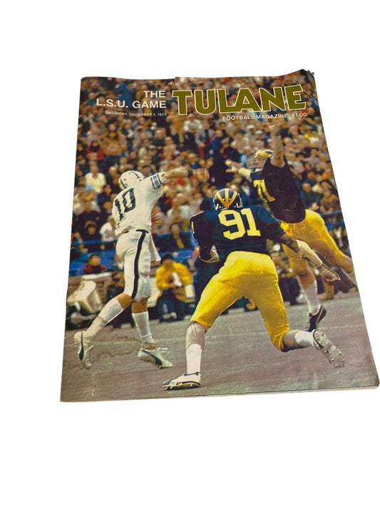 1973 LSU v Tulane Football Program Mike Miley Brad Davis Steve Foley Robiskie