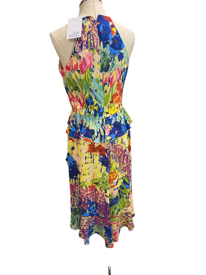 Size 6 Badgley Mischka Belle New Faith Dress Royal Multicolor Floral MSRP $199