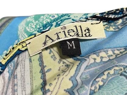 Medium Ariella Floral Cold Shoulder Womens Top Blue Green