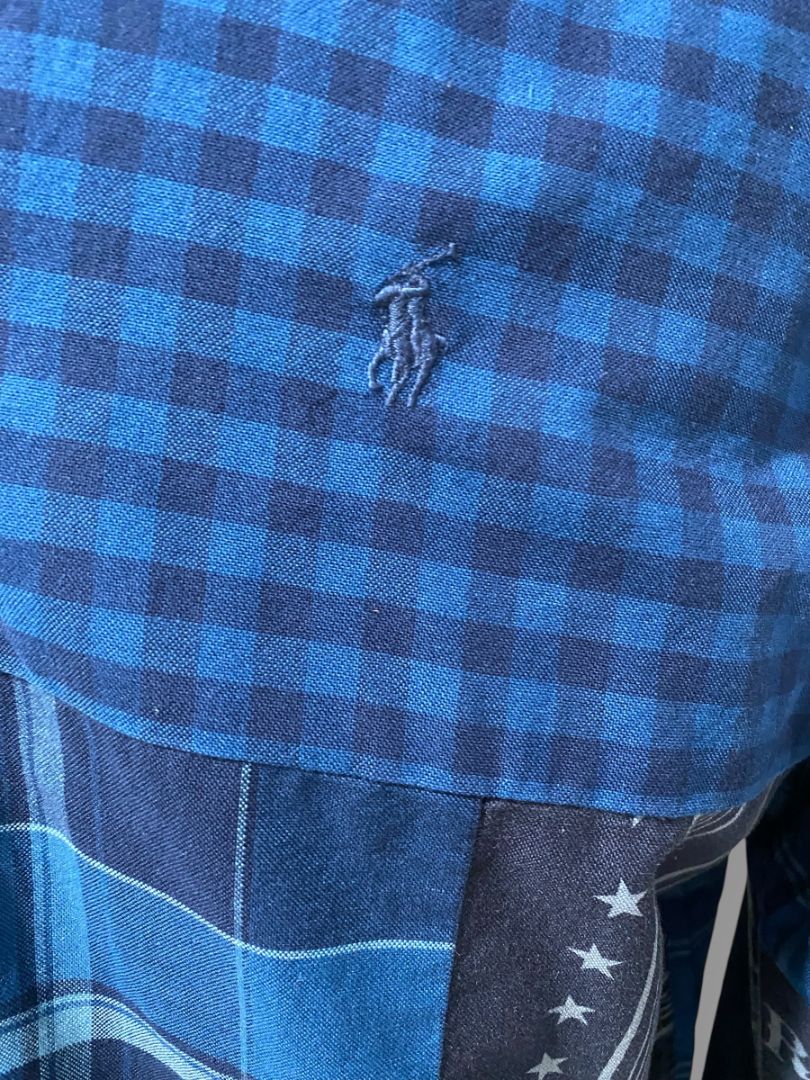 Medium Ralph Lauren Mens Button Down Patchwork Eagle Stamp Shirt