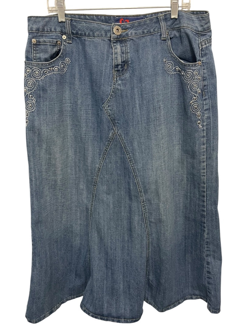 Size 16W Mwah Jeans Denim Skirt Midi Y2K Embellished Pockets