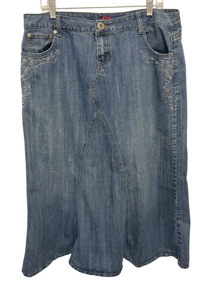 Size 16W Mwah Jeans Denim Skirt Midi Y2K Embellished Pockets