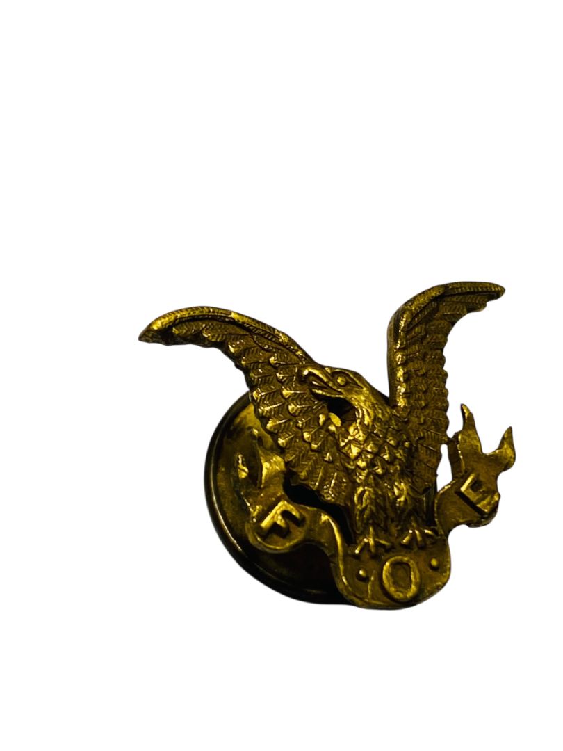 Vintage F.O.E.  Fraternal Order of the Eagle Lapel Pin Badge Screwback .75"