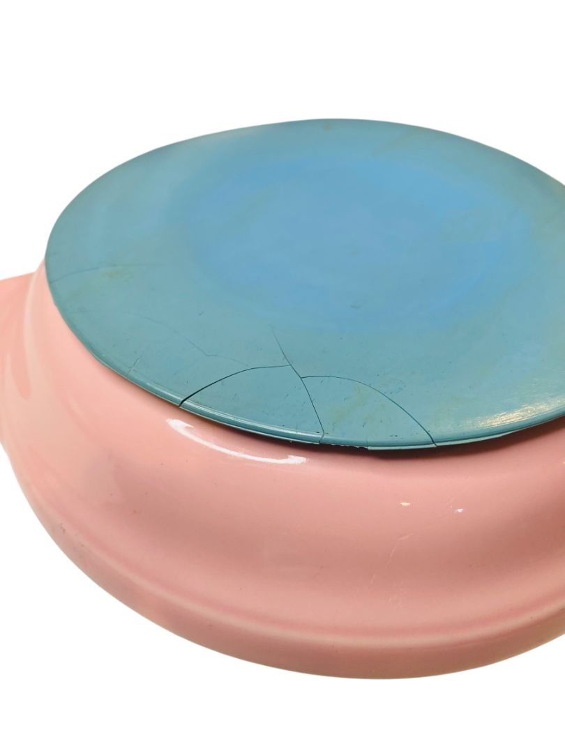 1940s Excello Ceramic Childs Warming Plate Divided 9.25" Retro Kids