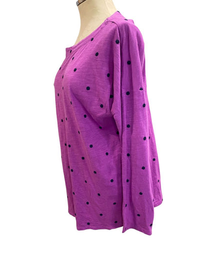 Medium J.Jill Purple Womens Shirt New Navy Blue Dot