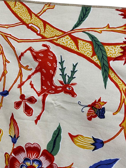 Brunschwig Fils 1 Piece Fabric Linen Cotton Blend 35 x 27.5" Selvage Flora Fauna