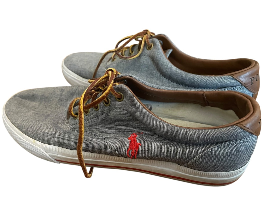 Size 11D Polo Ralph Lauren Mens Vaughn Lace Up Gray Canvas Shoes