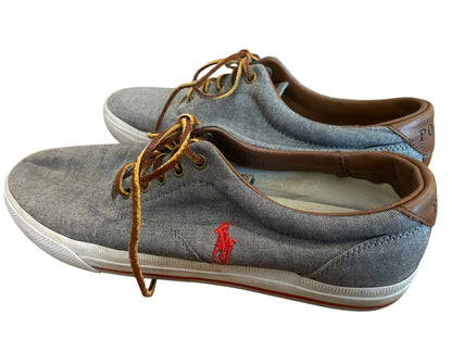 Size 11D Polo Ralph Lauren Mens Vaughn Lace Up Gray Canvas Shoes