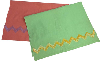 Set of 2 Pink Green Vintage Kitchen Towels Embroidered 23" x 16.5"