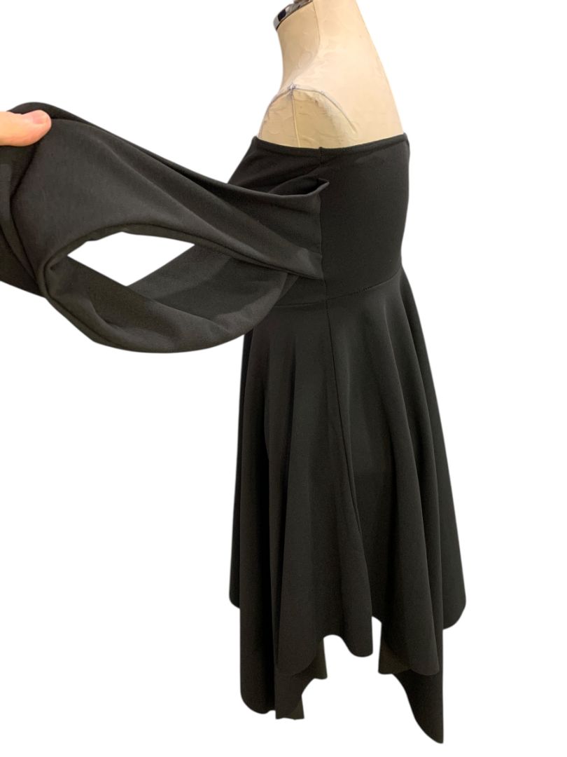 Size 6 Quiz Black Off Shoulder Dress New Hanky Hem Arm Drape